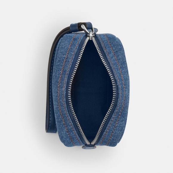 New Coach Blue Denim Pouch Wristlet - Picture 5 of 5